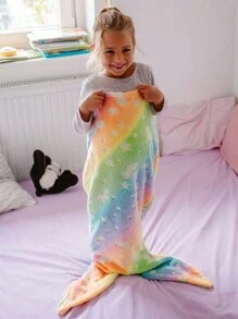 1pc Mermaid Starry Night Glow-In-The-Dark Kids Sleeping Bag With Blanket