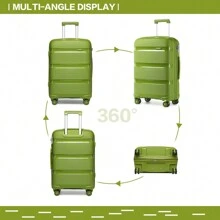 Lightweight Hard Shell Suitcase 20/24/28 Inch Or 3 Piece Set With Spinner Wheels TSA Lock Cabin Carry On Check In Travel Trolley For Holiday - Green - View 4