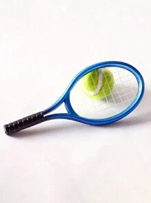 1入創意娃娃網球球拍玩具，迷你球拍，模擬網球配件，娃娃屋配件，運動器材組，節日道具禮品 - 彩色 - 查看 3