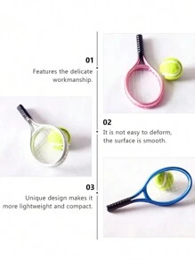 1入創意娃娃網球球拍玩具，迷你球拍，模擬網球配件，娃娃屋配件，運動器材組，節日道具禮品 - 彩色 - 查看 9