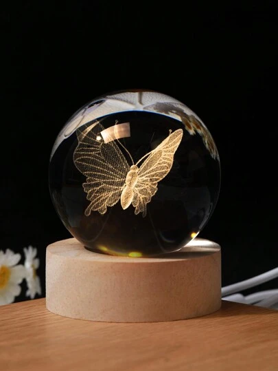 1 Máy Tính Mới Xuất Hiện Đế Gỗ Màu Khaki Đèn LED Quả Cầu Pha Lê Trang Trí Đèn Ngủ Sáng Tạo Quà Tặng Sinh Nhật Cho Bạn Trai, Bạn Gái, bạn Thân, Bạn Cùng Lớp, Sinh Viên Tốt Nghiệp