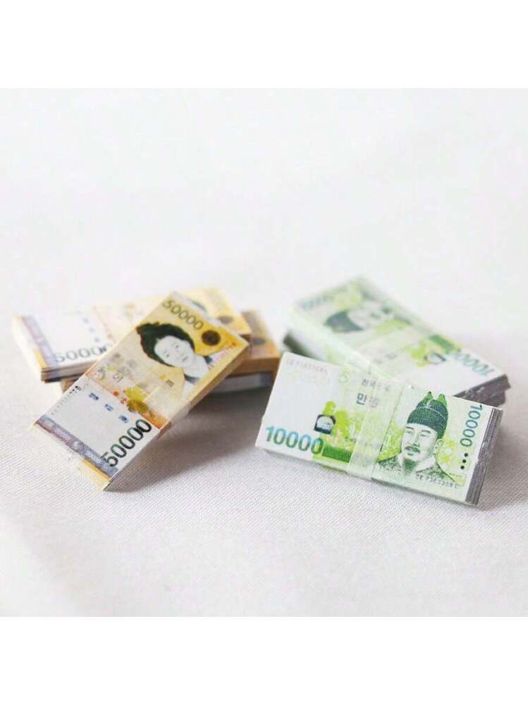 1:6ミニチュア 韓国ウォン 設定用 紙幣 2束セット（10000-50000ウォン