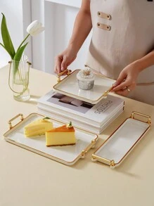 1 件储物托盘/零食托盘/杯托盘/咖啡杯托盘/装饰水果托盘/甜点托盘/可重复使用的零食托盘/面包托盘/厨具托盘/餐桌装饰托盘/房间装饰托盘/节日派对圣诞礼物装饰托盘、厨房、圣诞礼物 - 彩色 - 查看 3