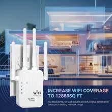 WiFi 中继器信号放大器路由器扩展器信号增强器长距离放大器带以太网端口双网络接口互联网无线中继器适用于家庭蜂窝通信放大器带以太网端口