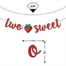 士多啤梨生日橫幅，閃爍浆果二歲生日，莓果主題生日派對裝飾，莓果蛋糕搗碎橫幅，甜蜜二歲橫幅 - 彩色 - 查看 2