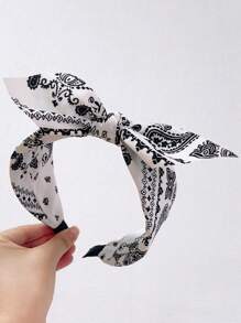 Summer New Retro Casual Cashew Flower Bow Rabbit Ear Wide Fashion Fabric Headband For Women Hairband Hair Hoop, Bow Accessories, Hairband Headband For Women, Hair Accessories, Knotted Headband