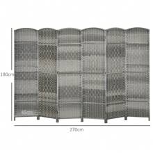 HOMCOM Separador de Ambientes de 6 Paneles Pantalla de Privacidad 270x180 cm Biombo Plegable de Polipropileno para Dormitorio Oficina Salón Gris Mixto - Camel - Ver 6