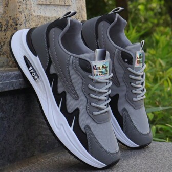 Men's Chunky Sneakers, Fashionable And Comfortable Round Toe Sports & Casual Shoes, Shoes For Men