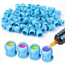 200pcs Skull-Shaped Portable Tattoo Ink Cup Storage Set - Permanent Makeup Tools, Convenient Storage - Yilong Brand Tattoo Supplies, Specially Designed For Tattoo Artists - Multicolor - View 7