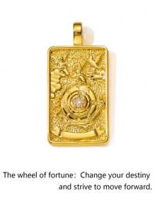 1pc Tarot The Mysteries Of Nature 0-21 Major Arcana Tarot Card Pendant Necklace, Fortune Telling Secrets Room Rich Mysteries Profound Secrets Tarot Cards, Best Friend Gift, Exquisite Gift (The Fool, The Magician, The High Priestess, The Empress, The Emperor, The Hierophant, The Lovers, The Chariot, Strength, The Hermit, Wheel Of Fortune, Justice, The Hanged Man, Death, Temperance, The Devil, The Tower, The Star, The Moon, The Sun, Judgement, The World) - 金色 - 查看 22
