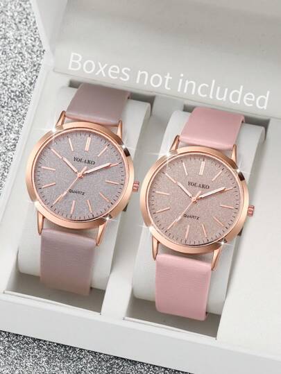 Set de cinturón y reloj de cuarzo casual y fashion para mujeres, esfera mate, 2 piezas/set como regalo para estudiantes que regresan a la escuela