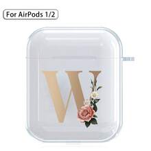 苹果硅胶耳机盒兼容 Airpods 1、2 印刷金色字母无线蓝牙耳机充电盒保护套 - AirPods 1st / 2nd (Clear) - 查看 14