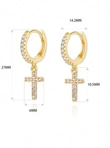 Pendants D'Oreilles Design Croix Zircone Cubique