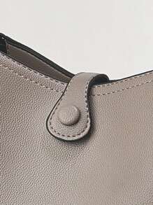 Bolsa feminina de cor sólida da moda, alça de corrente, bolsa de ombro pequena, bolsa de ombro feminina de couro sintético e carteira para celular, carteira tipo balde