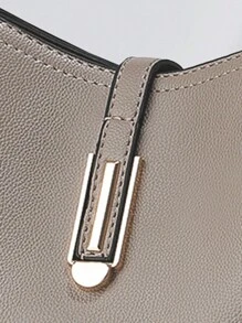 Bolsa feminina de cor sólida da moda, alça de corrente, bolsa de ombro pequena, bolsa de ombro feminina de couro sintético e carteira para celular, carteira tipo balde