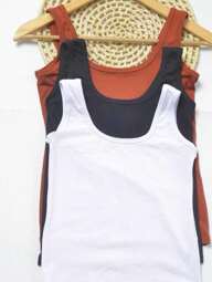 Kit Blusa 3 Regata Alça Larga Lisa