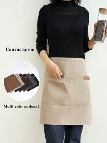 1pc Unisex Short Waist 3D Restaurant Canvas Apron For Waiters And Waitresses,Kitchen,Bathroom,Home,Household Suppliers - Multicolor - View 5