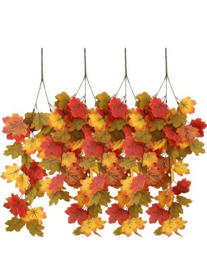 2/3/3/5/7pcs Maple Leaf Vine Wall Hanging Autumn Maple Leaf Christmas Pumpkin Sunflower With Hanging Basket Vine Home Decor Christmas Decorations Room Decor