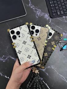 1 Stück Blumen-Leder-strukturiertes braunes TPU-Handyhülle mit Strass-Schwarz-Schlaufe, Vintage-/Minimalistisch-/Neues Modell, kompatibel mit iPhone 11/11 Pro/11 Pro Max/12/12 Pro/12 Pro Max/13/13 Pro/13 Pro Max/14/14 Pro/14 Plus/14 Pro Max/15/15 Pro/15 Plus/15 Pro Max und Galaxy S21 Ultra/S22 Ultra/S23 Ultra/S24 Ultra/S25 Ultra/A23/A33/A53/Z Flip3/Z Flip4/Z Flip5