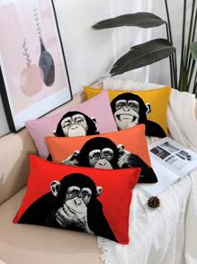 4 piezas o 1 pieza Funda de cojín decorativa de gorila colorida vintage para coche, hogar, dormitorio, sala de estar, sofá