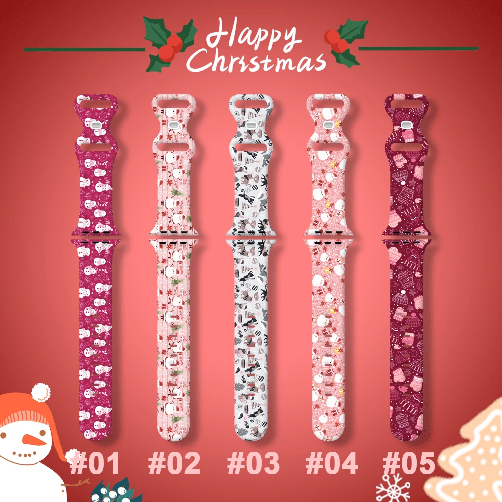 1 Dây đeo đồng hồ bằng silicon phong cách ông già Noel hình ông già Noel dành cho nữ, tương thích với 38/40/41/42/44/45/49mm Apple Watch Ultra/SE/8/7/6/5/4/3/2/1 - Nhiều màu - Xem 1