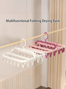 多功能折疊式晾衣架，適用於晾乾襪子、內衣、毛巾，防風可摺疊衣架，小巧便捷的衣架