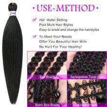 Braiding Hair Pre Stretched 20 Inch 8 Packs Ombre Professional Soft Yaki Texture, Itch Free, Hot Water Setting Extensions For Braids - Black - View 5