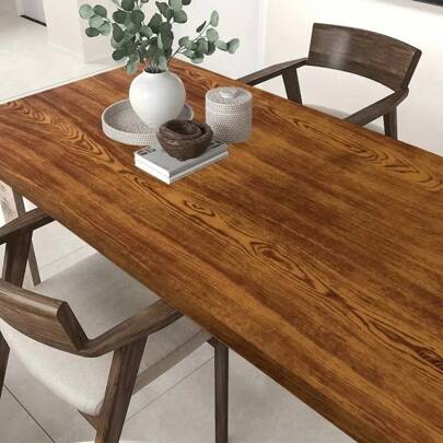 1 Roll Of Brown Wood Grain Wallpaper DIY Waterproof Self-Adhesive Easy To Install Removable For Kitchen Countertops Cabinets Drawers Furniture Renovation And Transformation Dormitory Background Wall Decoration PVC Easy To Clean Peel And Stick Wall Sticker17.7inX196.8/118.1/39.3in