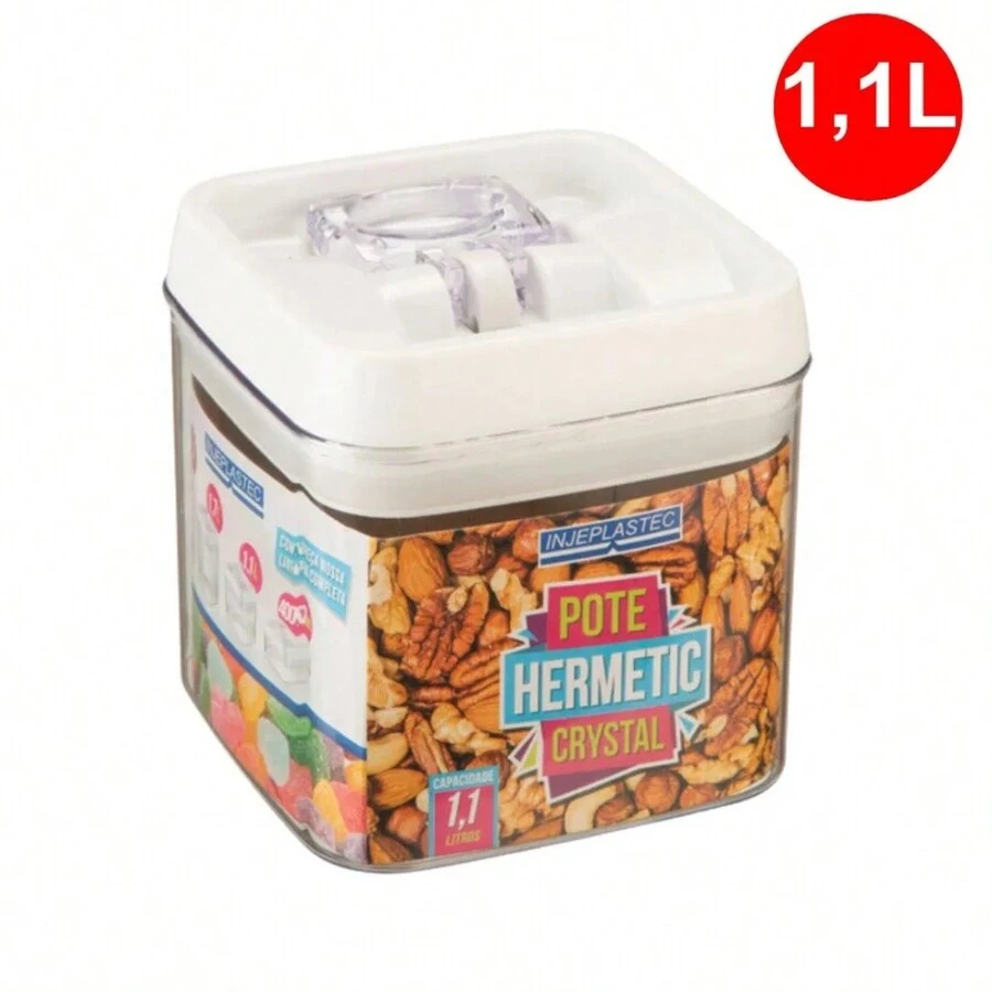 Kit 2 Small Crystal Hermetic Jars 1.1L High Quality Multipurpose Excellent Sealing And Storage - Trong sáng - Xem 1