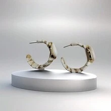 1 đôi bông tai hình chữ C phong cách Bohemian mới, bọc cỏ biển cong chất lượng cao, đơn giản & thanh lịch, khuyên tai dạng vỏ đa năng dành cho nữ. - hình dạng hình học - Xem 3