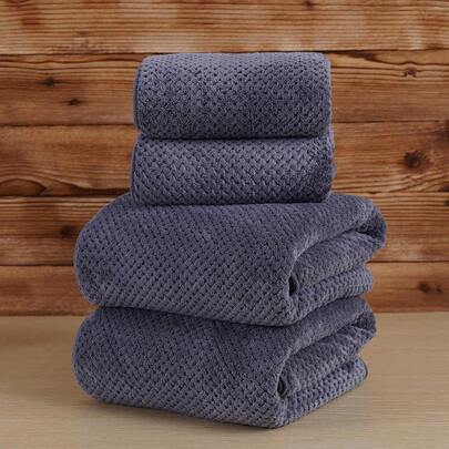 1/2条轻薄珊瑚绒纯色菠萝图案毛巾，方便用作手巾/浴巾，情侣套装，柔软亲肤的浴室毛巾，适用于浴室、酒店、健身房、旅行、送礼、沙龙、运动、户外、海滩、学校、返校季、旅行配件、家居用品。