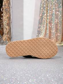 Bowknot Slippers Women's Fashionable Beach Sandals, Plus Size Wide-Fit Outdoor Slip-Ons With Bow Decoration - Black - View 2