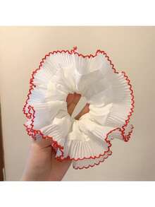 (1 件) 复古韩式！手工制作女孩蕾丝发圈，配双层格纹花蕾设计发带 - 均碼 - 查看 15