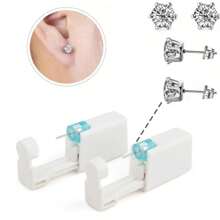 12pcs Nose Piercing Kit - Disposable Sterile Home Self Nose Piercing Gun Safe Painless Nose Stud Piercing Kit Tool With Stainless Steel Nose Pin - White - View 4