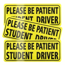 3pcs Student Driver Magnet Car Signs, New Driver Safety Warning Sign Magnetic Reflective Novice Driver Bumper Sticker (Black) - Black - View 1