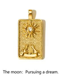 1pc Tarot The Mysteries Of Nature 0-21 Major Arcana Tarot Card Pendant Necklace, Fortune Telling Secrets Room Rich Mysteries Profound Secrets Tarot Cards, Best Friend Gift, Exquisite Gift (The Fool, The Magician, The High Priestess, The Empress, The Emperor, The Hierophant, The Lovers, The Chariot, Strength, The Hermit, Wheel Of Fortune, Justice, The Hanged Man, Death, Temperance, The Devil, The Tower, The Star, The Moon, The Sun, Judgement, The World) - 金色 - 查看 18