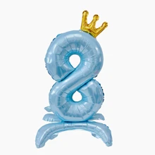 1 件 32 英寸数字铝箔气球（带皇冠蓝色），站立数字气球 0-9，适用于生日派对婚礼装饰、派对用品、派对礼品， - 淺藍色 - 查看 15