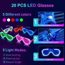 260 PCS/Set Glow In The Dark Party Supplies, 20 PCS Foam Glow Sticks, 20 PCS LED Glasses, 20 PCS Rabbit Ears Headband And 200 PCS Glow Sticks For Glow Party, Wedding, Birthday, Concert, Raves, New Year - Multicolor - View 4