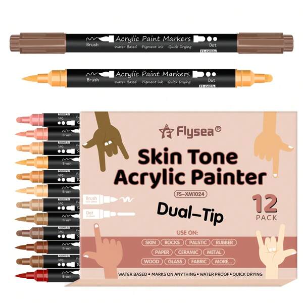 12 Colors Skin Tone / Regular 12 Colors / 24 Colors Marker, Double Ended Acrylic Base Flesh Color Marker Pen Set, Perfect For Portraits, Manga, Anime, Manga, Illustration,Mother's Day,Mom's Gift,Back To School,School Supplies
