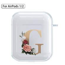 苹果硅胶耳机盒兼容 Airpods 1、2 印刷金色字母无线蓝牙耳机充电盒保护套 - AirPods 1st / 2nd (Clear) - 查看 15