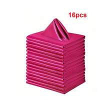 8/16/24pcs Napkins, Wedding Napkins Bulk, Decorative Elegant Dinner Napkins Square Table Napkins Decor, Silky Satin Cloth Napkins For Restaurant Banquet Graduation Party(43*43cm/17*17in) Back To School - Hot Pink - View 6