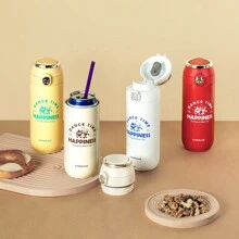 LocknLock 不锈钢真空隔热玻璃杯，带拉环盖，设计成汽水罐形状