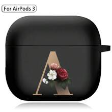 苹果耳机盒兼容 Airpods 第三代印刷金色字母柔软硅胶无线蓝牙耳机充电盒保护套 - AirPods 3rd (Black) - 查看 36