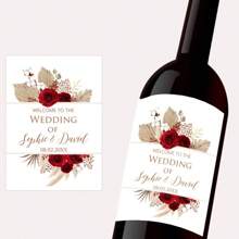 30张/定制芦苇草图案葡萄酒瓶贴膜贴纸，可定制标签，可添加任何文字，适用于各种场合，个性化设计，例如洗礼、生日、婴儿派对等。时尚、多彩、可爱、萌趣、简约、卡哇伊、时尚，适合圣诞节、冬季、秋季等节日，是冬季时尚、圣诞礼物、圣诞装饰、个性化圣诞饰品的理想之选。森林色调，女士发饰。 - 橘色 - 查看 8