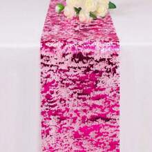 1入組閃亮鋁箔薄網桌布捲，派對、婚禮、聖誕節、感恩節、情人節的中央裝飾桌布 - 彩色 - 查看 23