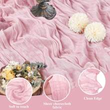 6 khăn trải bàn vải phô mai màu hồng, cờ bàn voan mỏng Boho, khăn trải bàn trong suốt cho tiệc cưới cô dâu trang trí bàn ăn sinh nhật - Hồng 6 cái - Xem 7