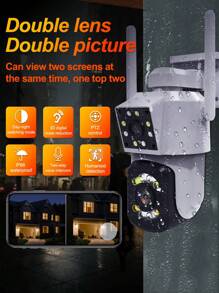 Teruhal WiFi監控攝像機2.4G WiFi夜視運動偵測家庭安保攝像機廣角IP攝像機（不含SD卡，需另外購買），免電池防水戶外設計 - 白色 - 查看 3