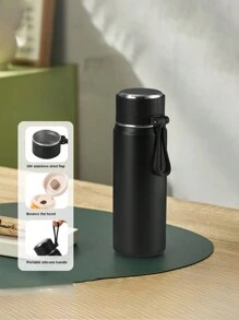 Stainless Steel Vacuum Insulated Cup, High-Capacity And Stylish Bullet-Shaped Bottle With Strap, Portable And Minimalist Design Water Bottle Back To School
