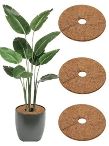 5pcs Coco Coir Moisture Retention Mats, Breathable Drainage Pads For Potted Plants, Prevents Soil Leakage And Grass Growth, Reusable Pot Cover For Plant Moisture Preservation - Brown - View 2