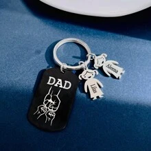 1入刻有1至3個名字的自定義鑰匙扣，個性化鑰匙扣附有DAD拳擊圖案，適合作為給父親的禮物 - 彩色 - 查看 13
